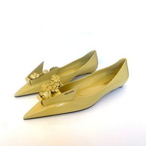 PRADA Bouquet Leather Ballerina Flats